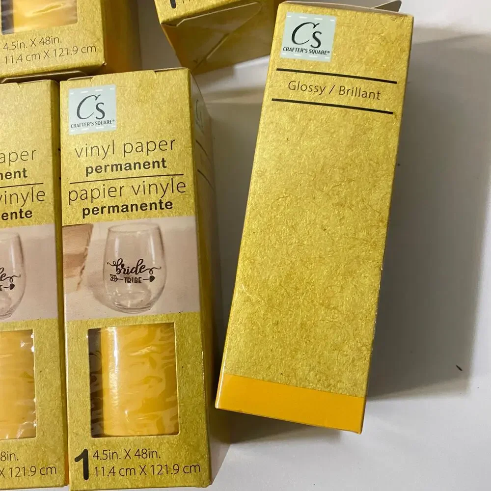 15 Yellow Glossy Crafter's Square Vinyl Paper Permanent 4.5in x 48in New